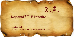 Kopcsó Piroska névjegykártya